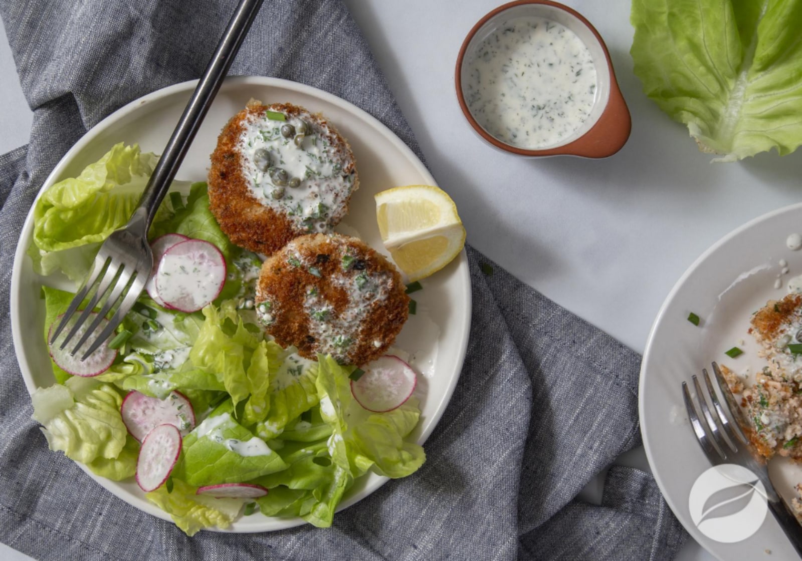 Salmon Cakes with Buttermilk Herb Dressing