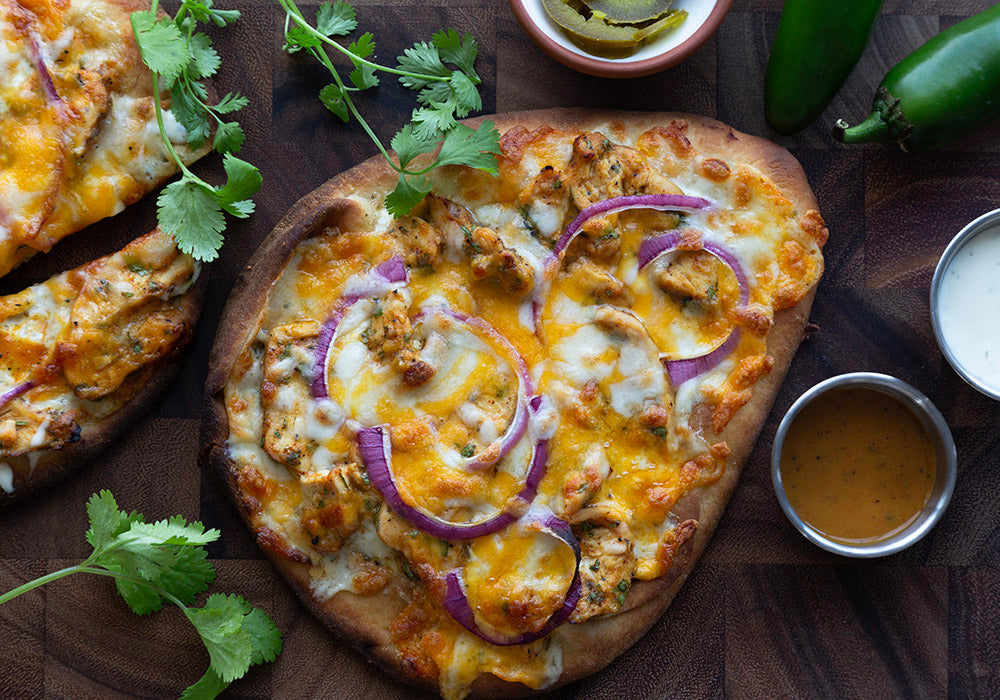 Golden BBQ Chicken Naan Pizzas